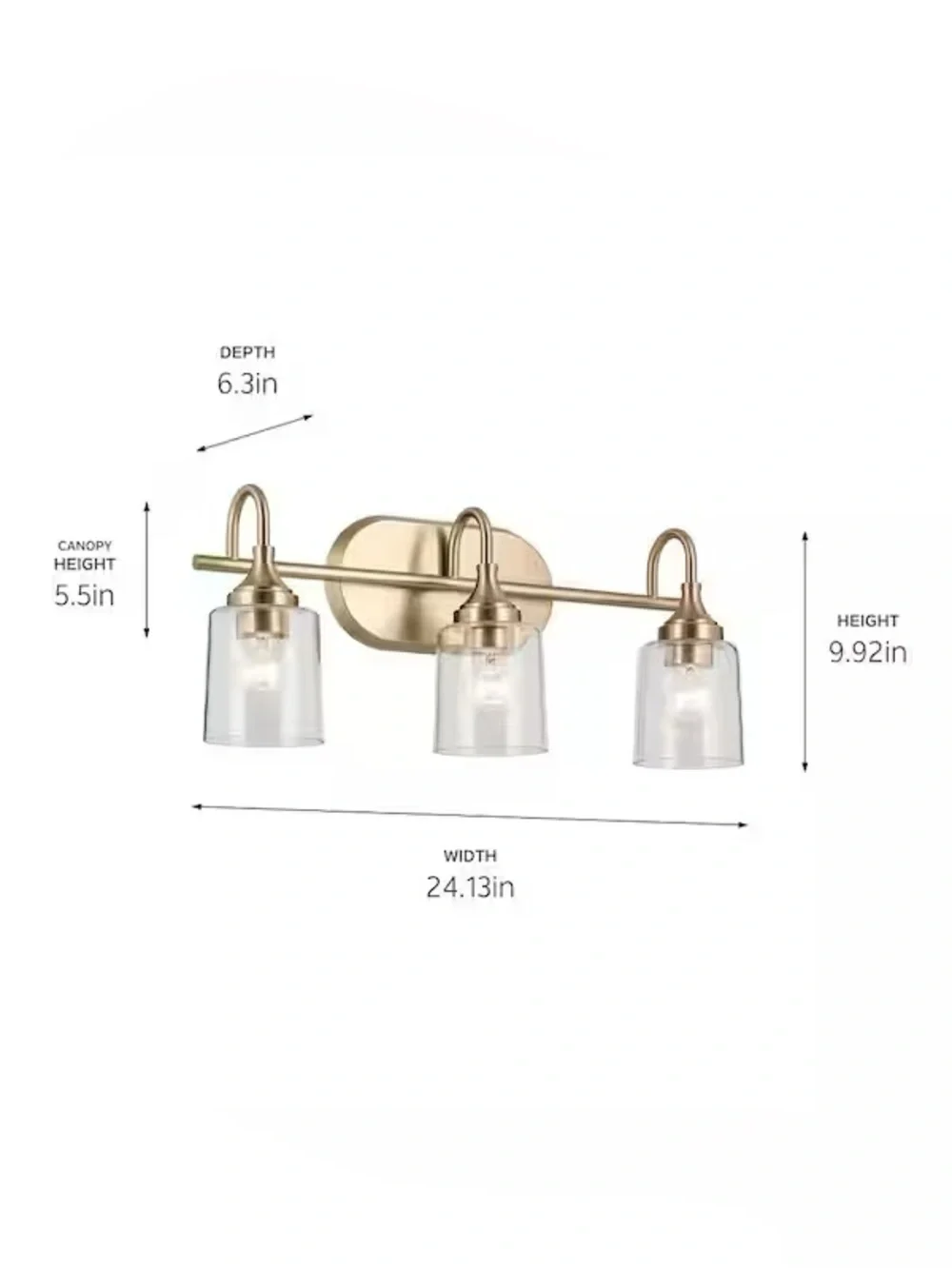 Kichler Erta Champagne Bronze Bathroom Vanity Light - Picture 6 of 8